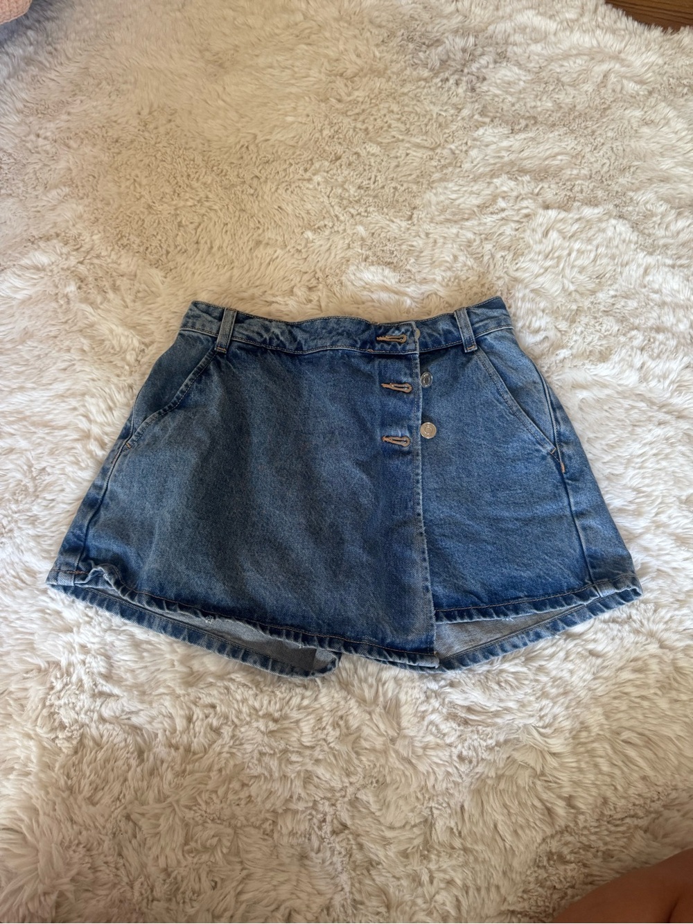 Zara Light Blue Denim Skort with Front Button